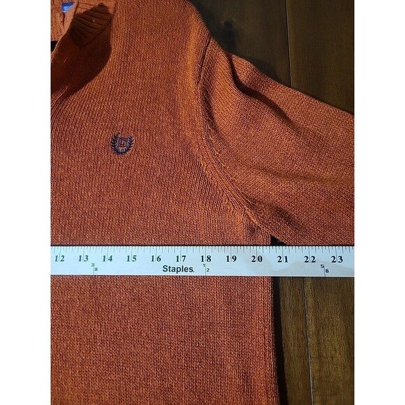 Ralph Lauren Chaps Mens M Henley Pullover Knit Sweater Academia- Dad Elbow Patch - Picture 7 of 11